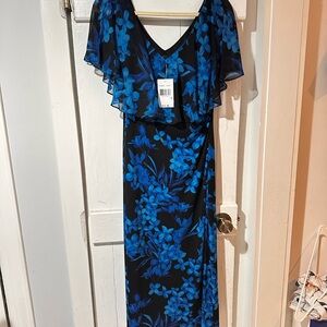 Elegant Blue Floral Dress